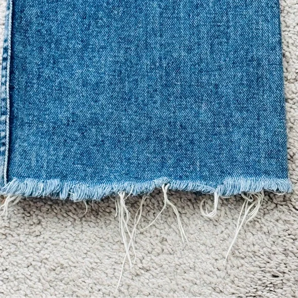 Reformation Cropped Flare Jeans Raw Hem Baltic Blue Size 26 - Picture 6 of 9